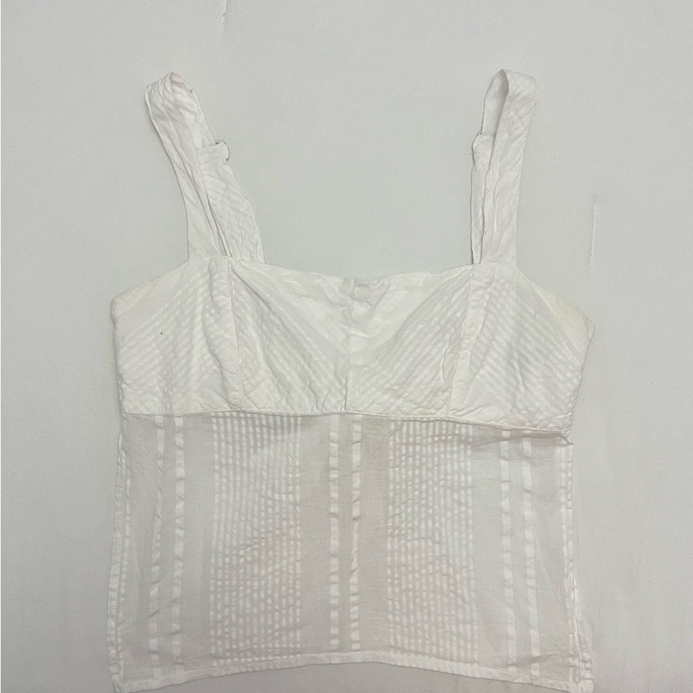 Urban Outfitters White Sheer Striped Top